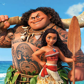 Moana and Maui, from the Disney movie Moana